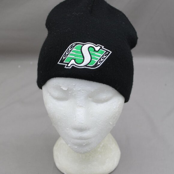 Saskatchewan Roughriders Toque (retro) - Team Logo on Black - Adult Stretch Fit - Picture 3 of 8